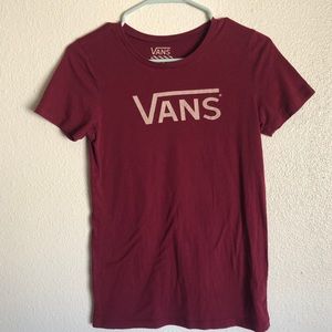 Vans Burgundy Fitted Ladies T-Shirt
